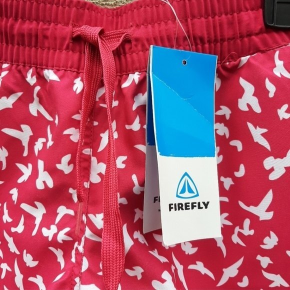 Firefly Swim Shorts Pockets Drawstring Fuchsia & White Seagulls Print Size M - Picture 5 of 13